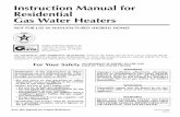 Instruction Manual for Residential Gas Water Heaters