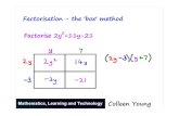 Quadratic factorisation 'box' method