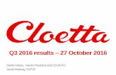 Cloetta Interim Report Q3 2016 - Presentation
