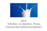 Milk defination, properties and nutrition