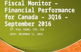 Fiscal monitor –Financial Performance for Canada – 3Q16 – September 2016
