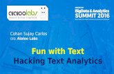 Nasscom Big Data and Analytics Summit 2016:Technology Track: Fun with Text - Hacking Text Analytics