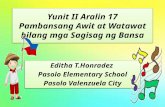 Yunit II Aralin 17Pambansang Awit at Watawat bilang mga Sagisag ng Bansa