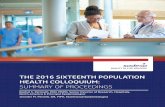 2016 16th population health colloquium: summary of proceedings
