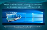 Steps to fix remote desktop connection has stopped working in windows 10