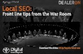 Local SEO - Front line tips from the War Room
