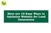 Here are 10 Easy Ways to Optimize Website for Lead Generation