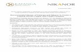Recommended Merger of Katanga and Nikanor to Create a Leading ...
