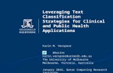 Leveraging Text Classification Strategies for Clinical and Public Health Applications