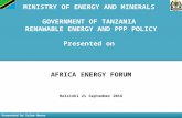 Tanzanian Renewable Energy Program & the PPP - Africa Energy Forum