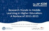 Research Trends in Mobile Learning in Higher Education: A Review of 2011-2015