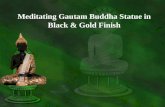 Meditating gautam buddha statue in black & gold finish