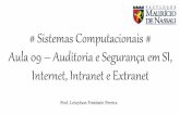 Sistemas Computacionais Aula 9 - Auditoria e Segurança em Sistemas de Informação. Internet, Intranet e Extranet