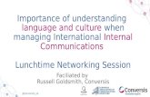 Importance of understanding  language and culture when managing International Internal Communications
