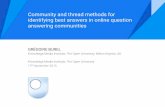 Community and Thread Methods for Identifying Best Answers in Online Question Answering Communities