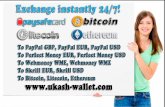 Exchange Bitcoin / Litecoin / Ethereum and Paysafecard to PayPal, Perfect Money, Skrill, Webmoney, Bitcoin, Litecoin. Buy / Sell Bitcoin.
