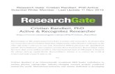 Research Gate: Cristian Randieri, PhD Active Scientist Writer Member - Last Update 11 Nov 2015