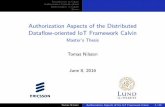 Authorization Aspects of the Distributed Dataflow-oriented IoT Framework Calvin