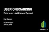 User Onboarding: Patterns and Anti-Patterns Explored