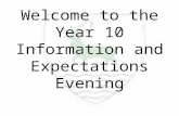Year 10  Info Evening 14th Sept 2016