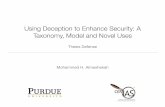 Using Deception to Enhance Security: A Taxonomy, Model, and Novel Uses -- Thesis Defense