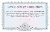 PMP Course Certificate