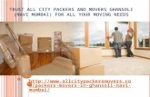 Packers and Movers in Ghansoli (Navi Mumbai) -All City Packers and Movers®