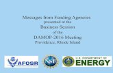 Messages from Funding Agencies Business Session DAMOP-2016 ...