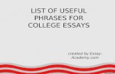 List of useful phrases for college essay