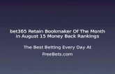 Bet365 Retain Bookmaker Of The Month In August 2015 Money Back Rankings