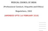 MCI Professional Conduct, Etiquette and Ethics 2016