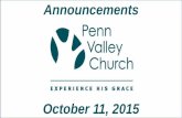 Penn Valley Church Announcements 10 11-15