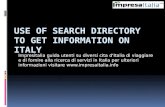 Use of search directory to get information on italy