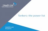 Tankers: the power list