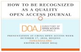 How to be recognized as a quality oa journal final