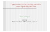 Dynamics of self-gravitating particles in an expanding universe