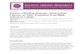 Factors Affecting Students' Information Literacy as They Transition ...