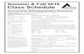 Summer & Fall 2016 Class Schedule