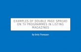 Examples of double page spread on tv programmes