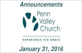 Penn Valley Church Announcements 1 31-16