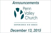 Penn Valley Church Announcements 12 13-15