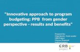 Innovative approach to program budgeting: PPB  from gender perspective - results and benefits