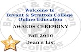 Bryant & Stratton College Fall 2016 Dean's List