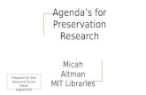 Agenda's for Preservation Research