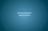 Announcements April 6, 2014