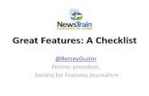 Great Features: A Checklist by Betsey Guzior - DeKalb NewsTrain - Oct. 29-30, 2015