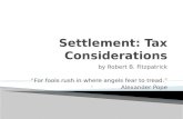 Settlement: Tax Considerations