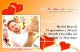 Bridal Beauty Preparation a Month To Month Checklist till the Day of Marriage
