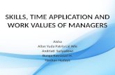 Skills, time application and work values of managers