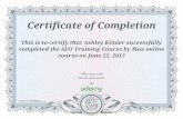 Certificate of Completion of SEO Training Course by Moz Online